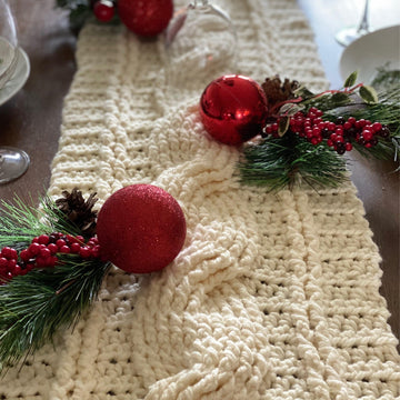 Rustic Cable Stitch Table Runner