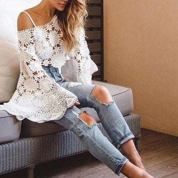Angel sleeves summer lacy blouse