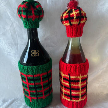 DK knitting pattern Plaid Tartan bottle jacket & Tam O' Shanter bottle hat