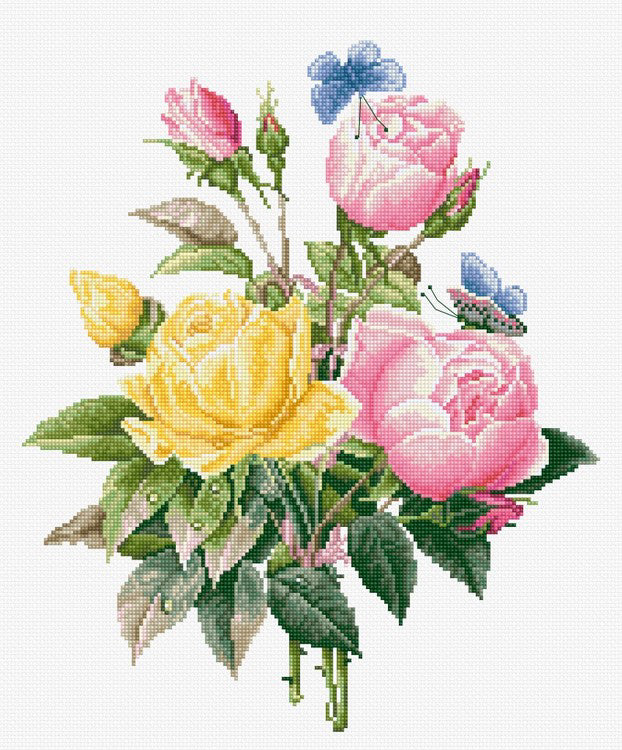 Luca-S Yellow Roses with Bengal Roses