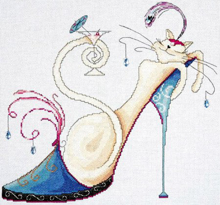 Design Works Martini Cat Cross Stitch Kit