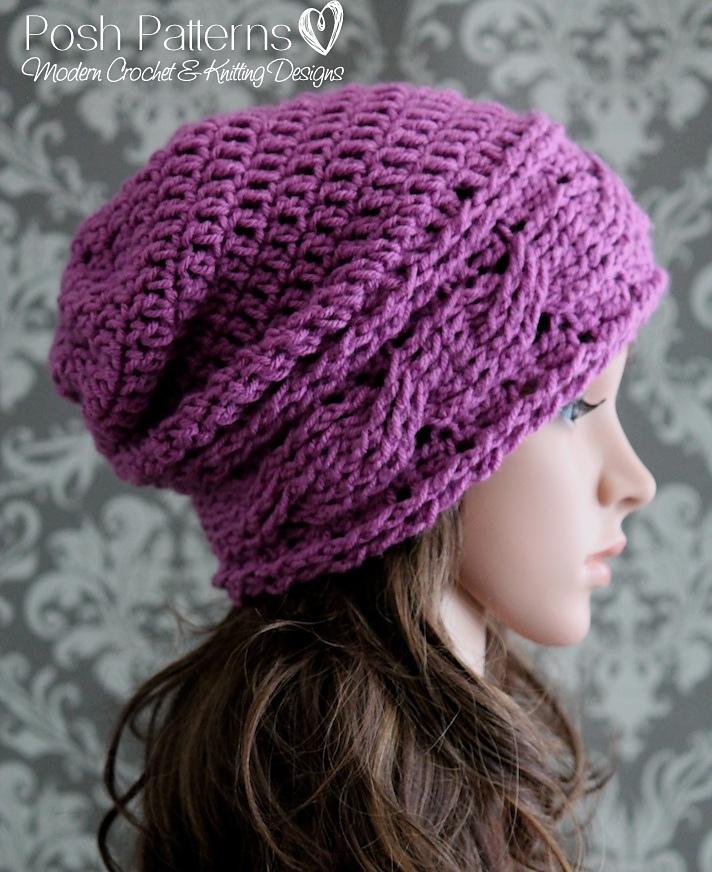 Horizontal Cable Slouchy Hat 415