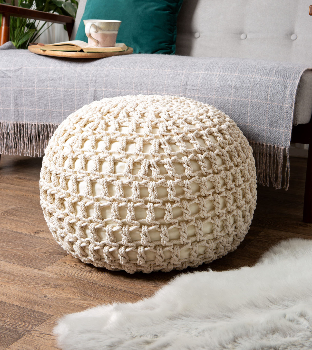 Wool Couture Macrame Pouffe Crochet Macrame Kit