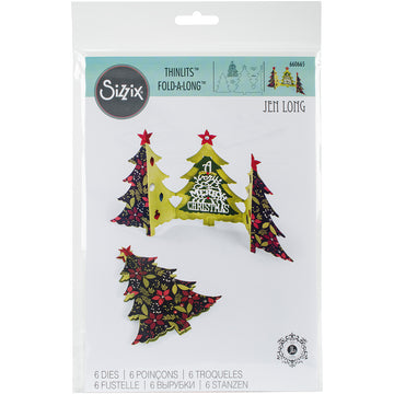 Sizzix Thinlits Dies By Jen Long 6/Pkg - Christmas Tree Fold-A-Long Card