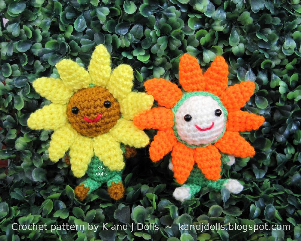 Bee, sunflowers and ladybug amigurumi crochet pattern