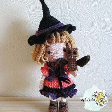 Doll crochet pattern tutorial "Little witch"