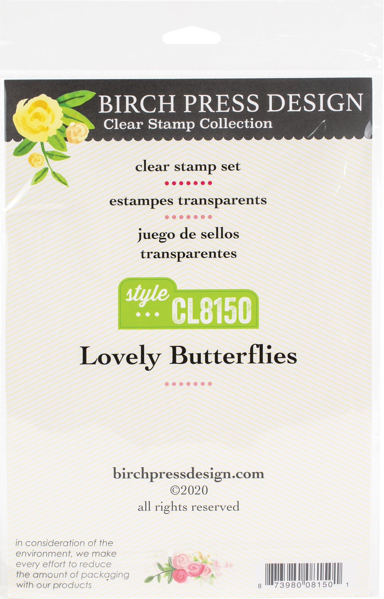 Memory Box Birch Press Designs Clear Stamps - Lovely Butterflies