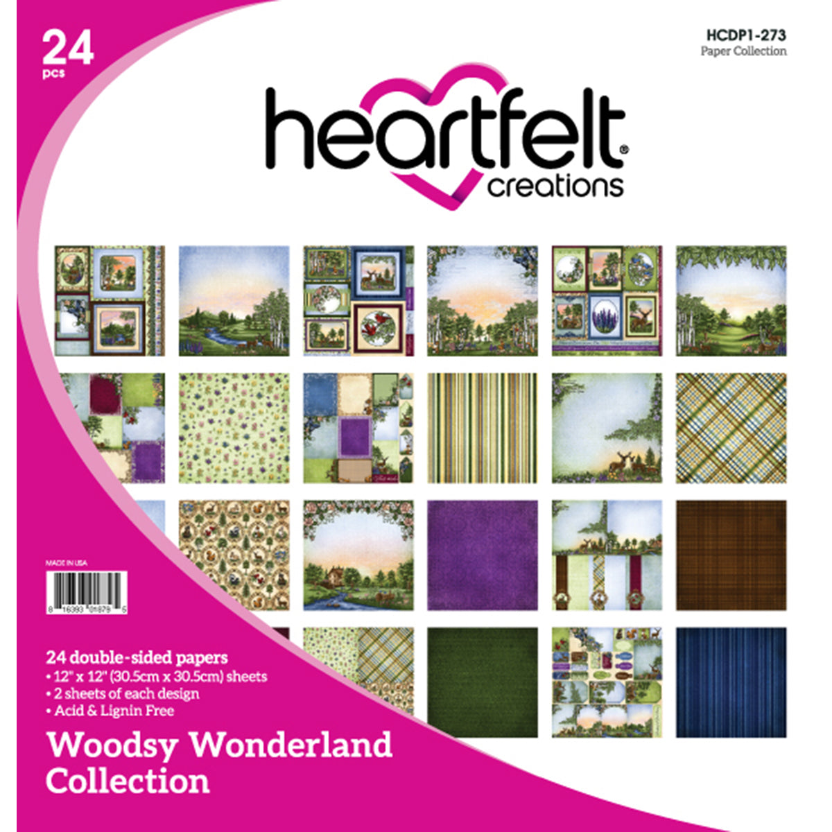 Heartfelt Creations Double-Sided Paper Pad 12"X12" 24/Pkg - Woodsy Wonderland, 12 Designs/2 Each