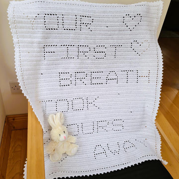 Your first breath took ours away Filet Blanket
