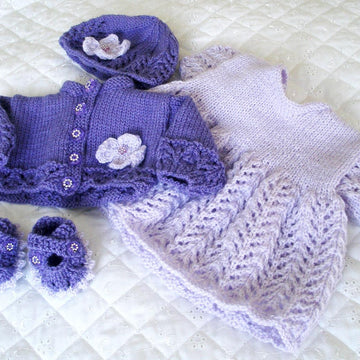 Knitting pattern Dolls 17-22", 0-3 Month Baby, Dress, Cardigan, Hat and Shoes