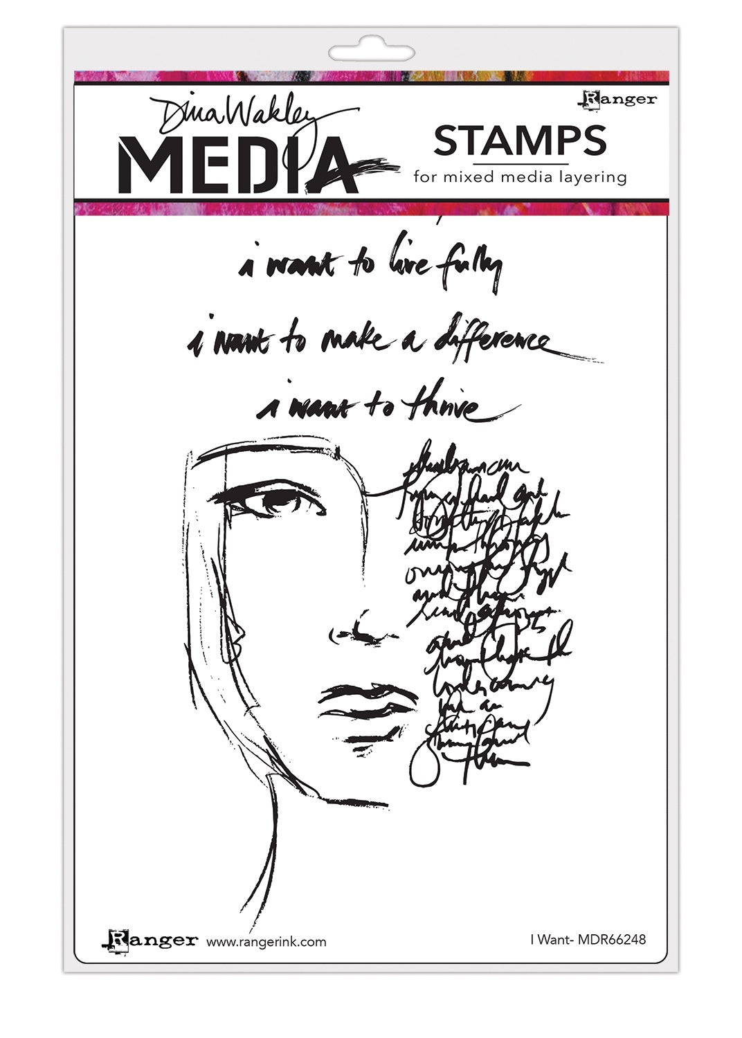 Ranger Dina Wakley Media Cling Stamps 6"X9" - I Want