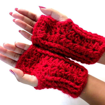Ribbed fingerless mittens