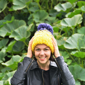 Purple Yellow Hat and Cowl