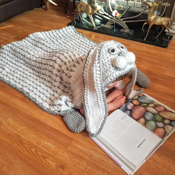2in1 Woodland Bunny Rabbit Hooded Blanket Crochet Pattern