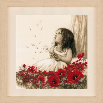 Vervaco Girl In A Poppy Field Cross Stitch Kit - 33 x 34 cm