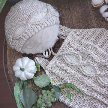 Cable Eyelet Romper & Bonnet