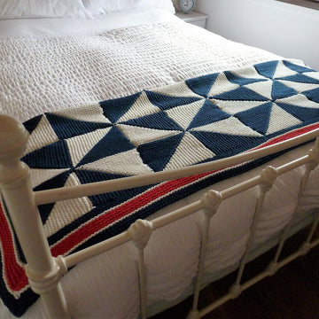 Nautical Pinwheel Patchwork Afghan Throw