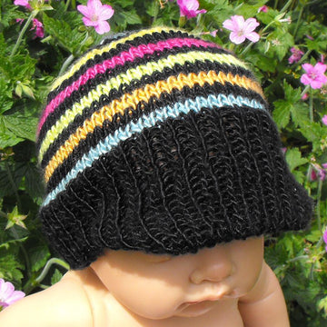 Baby Silk Striped Peak Beanie Cap Hat