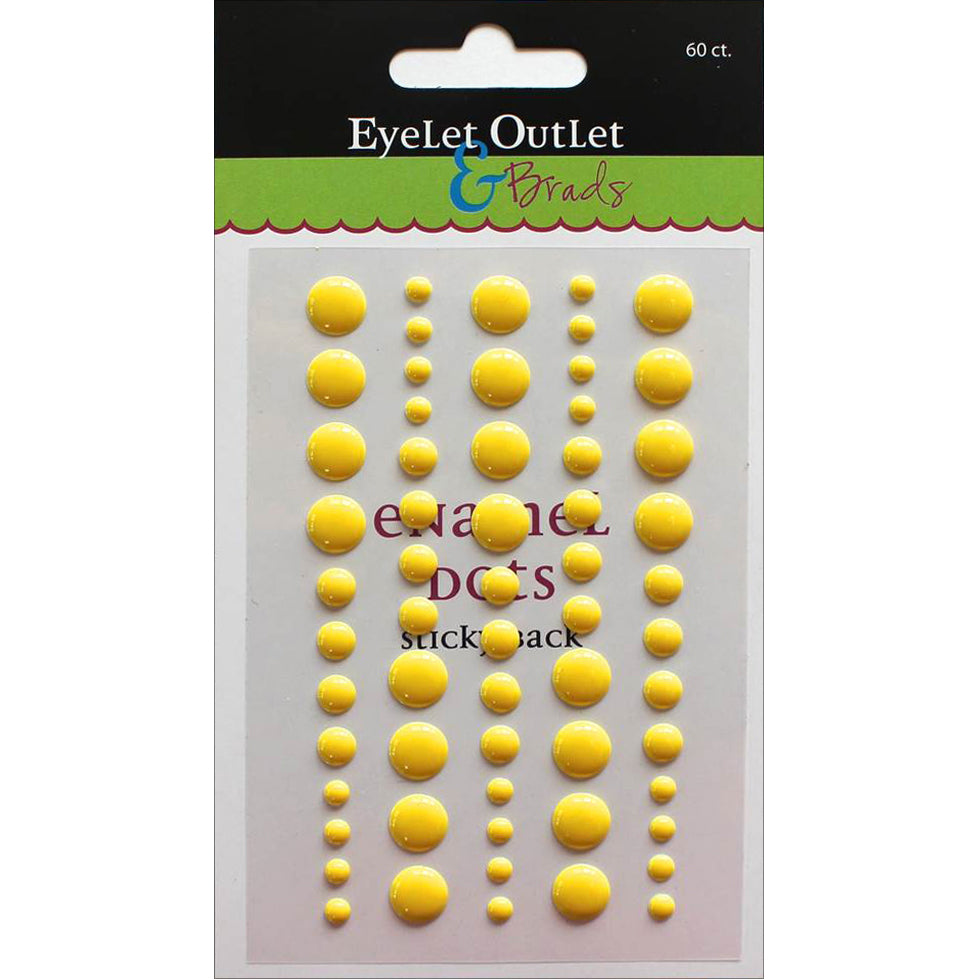 Eyelet Outlet Adhesive-Back Enamel Dot 60/Pkg - Bright Yellow