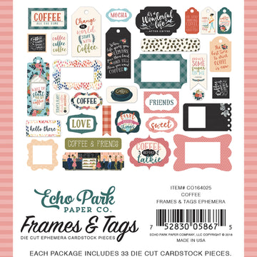 Echo Park Paper Echo Park Cardstock Ephemera 33/Pkg - Frames & Tags, Coffee
