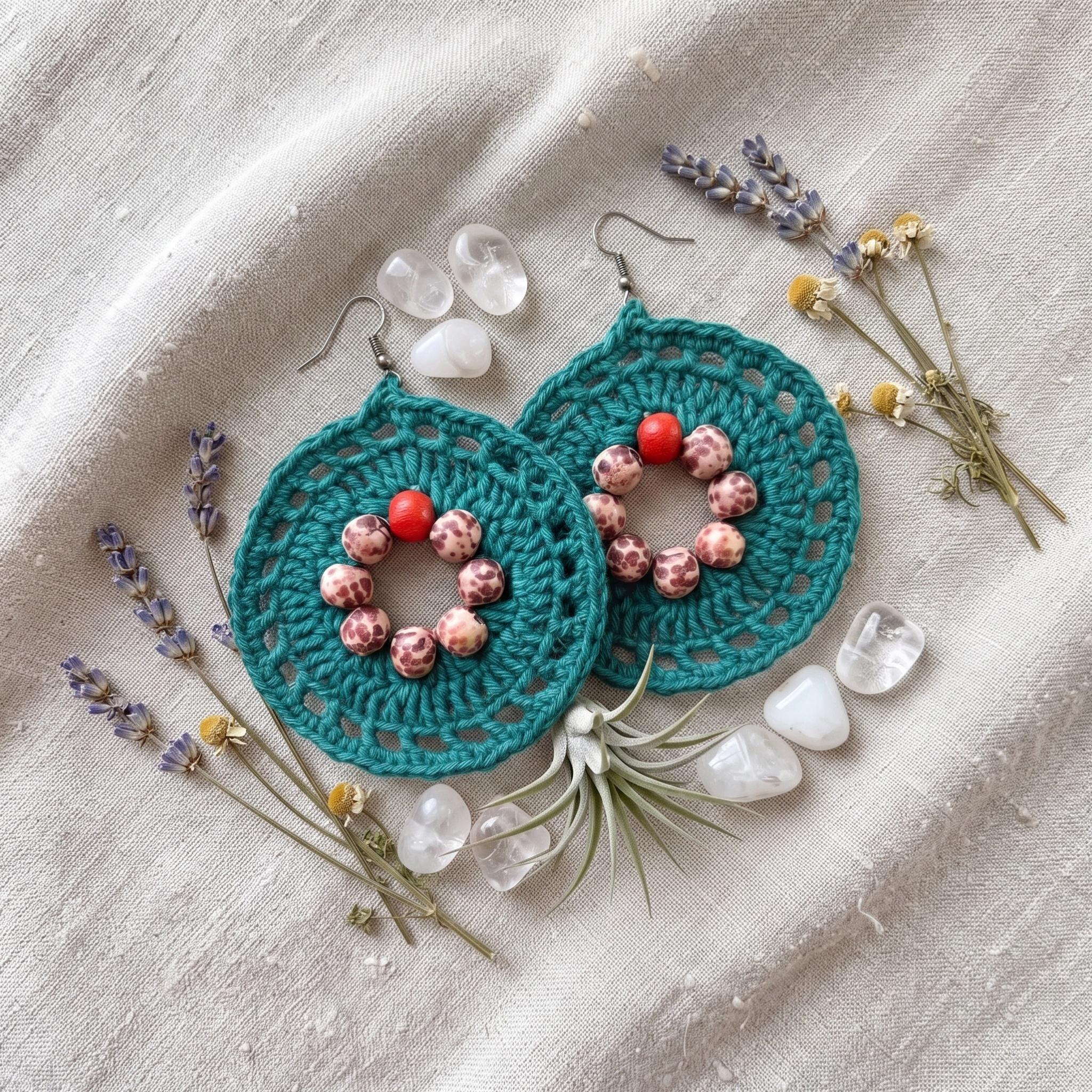 Beaded circle earrings