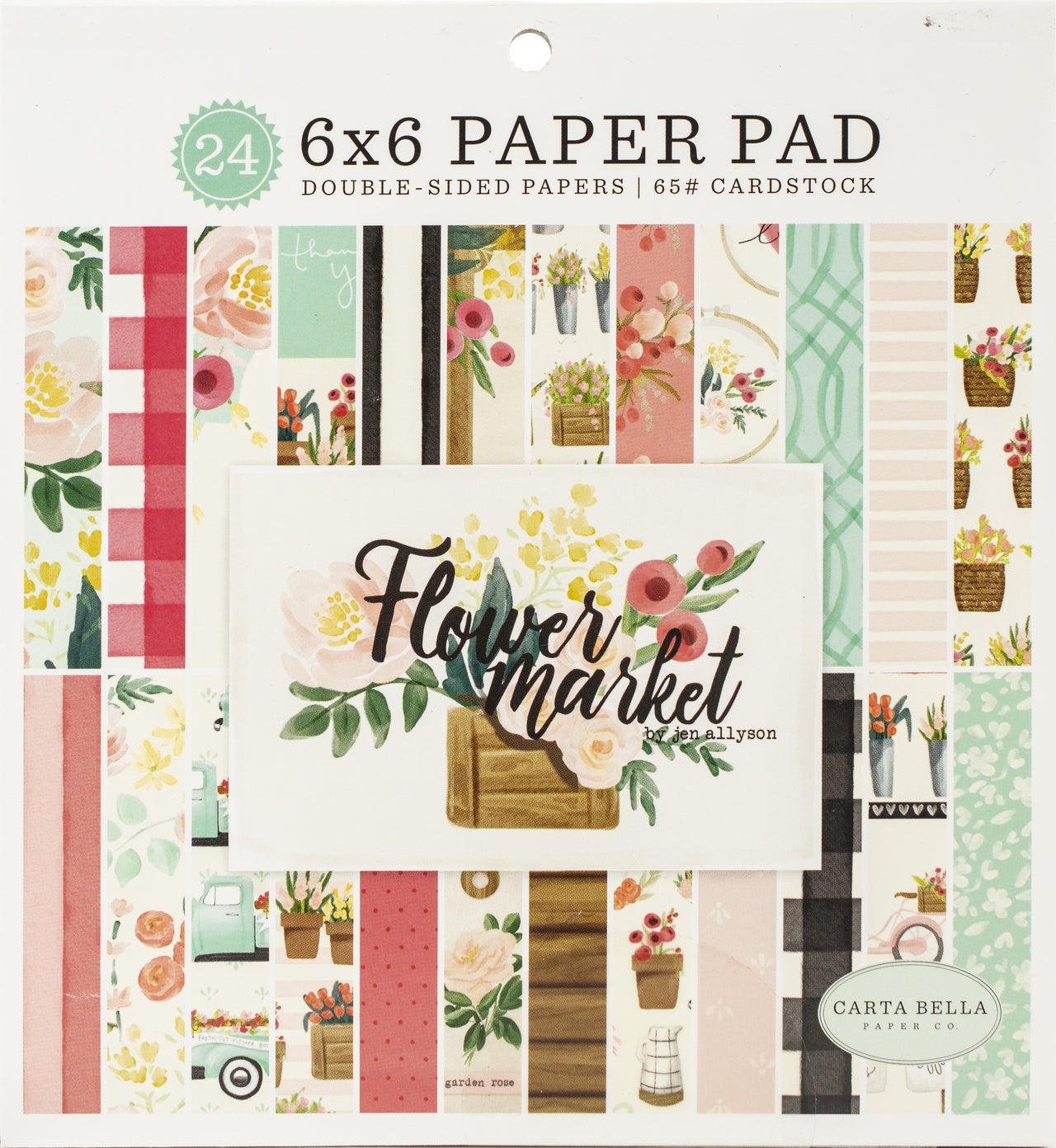 Echo Park Paper Carta Bella Double-Sided Paper Pad 6"X6" 24/Pkg - Flower Market, 12 Designs/2 Each