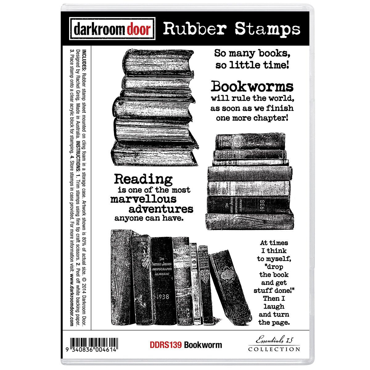 Darkroom Door Cling Stamps 7"X5" - Bookworm