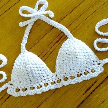 Crochet Beaded Bikini Halter Top