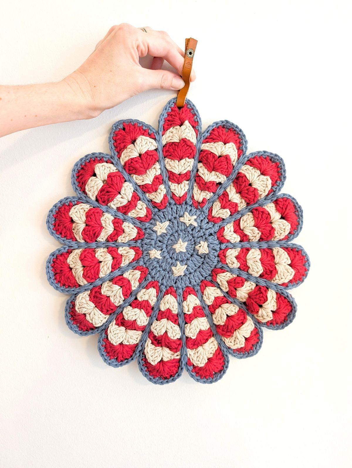 Patriotic Flower Potholder