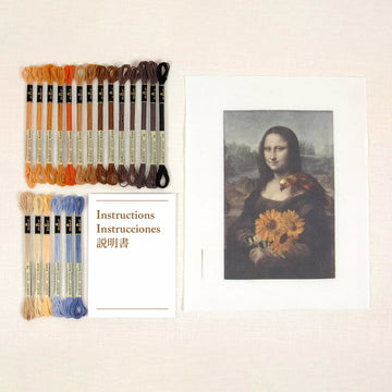 DMC Inspired by Mona Lisa & Sunflowers, Leonardo Da Vinci & C. Maratti, Le Louvre, Embroidery Kit