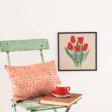 Permin Red Tulips Cross Stitch Kit - 30x30cm