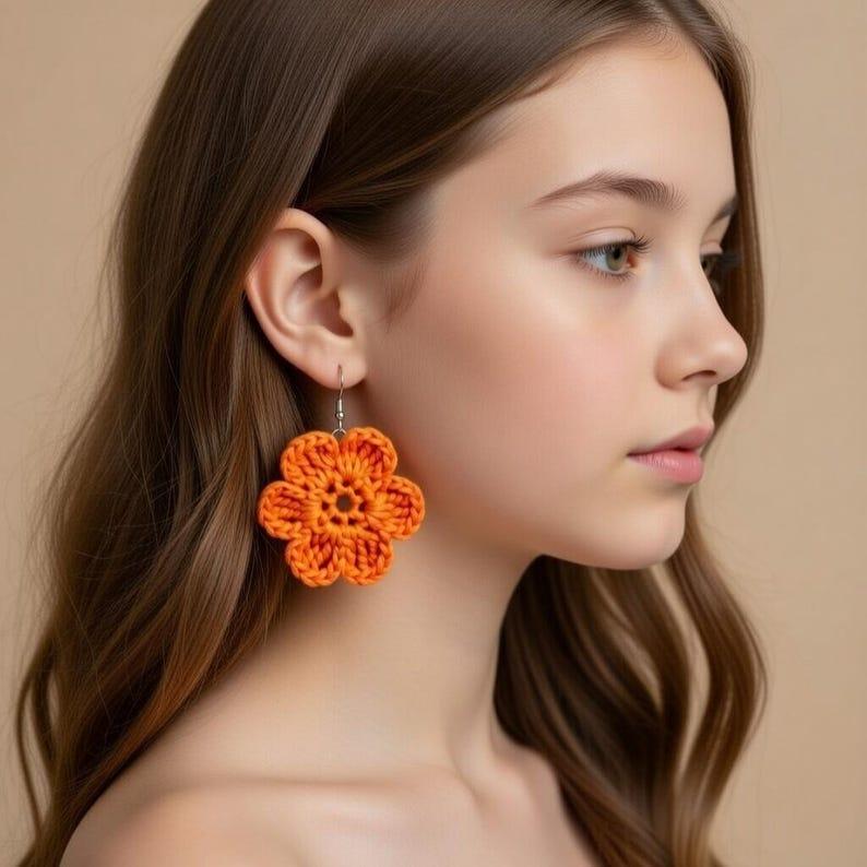 Crochet Flower Earrings Pattern – Floral Hoop Jewelry PDF + Video Tutorial