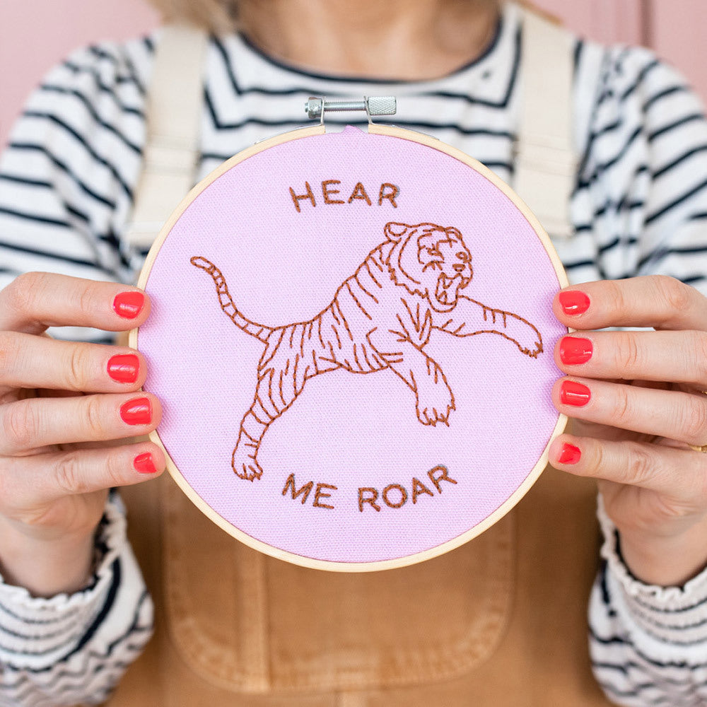 Cotton Clara Hear Me Roar Embroidery Kit - 13cm