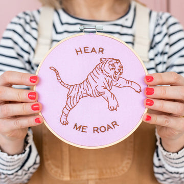 Cotton Clara Hear Me Roar Embroidery Kit - 13cm