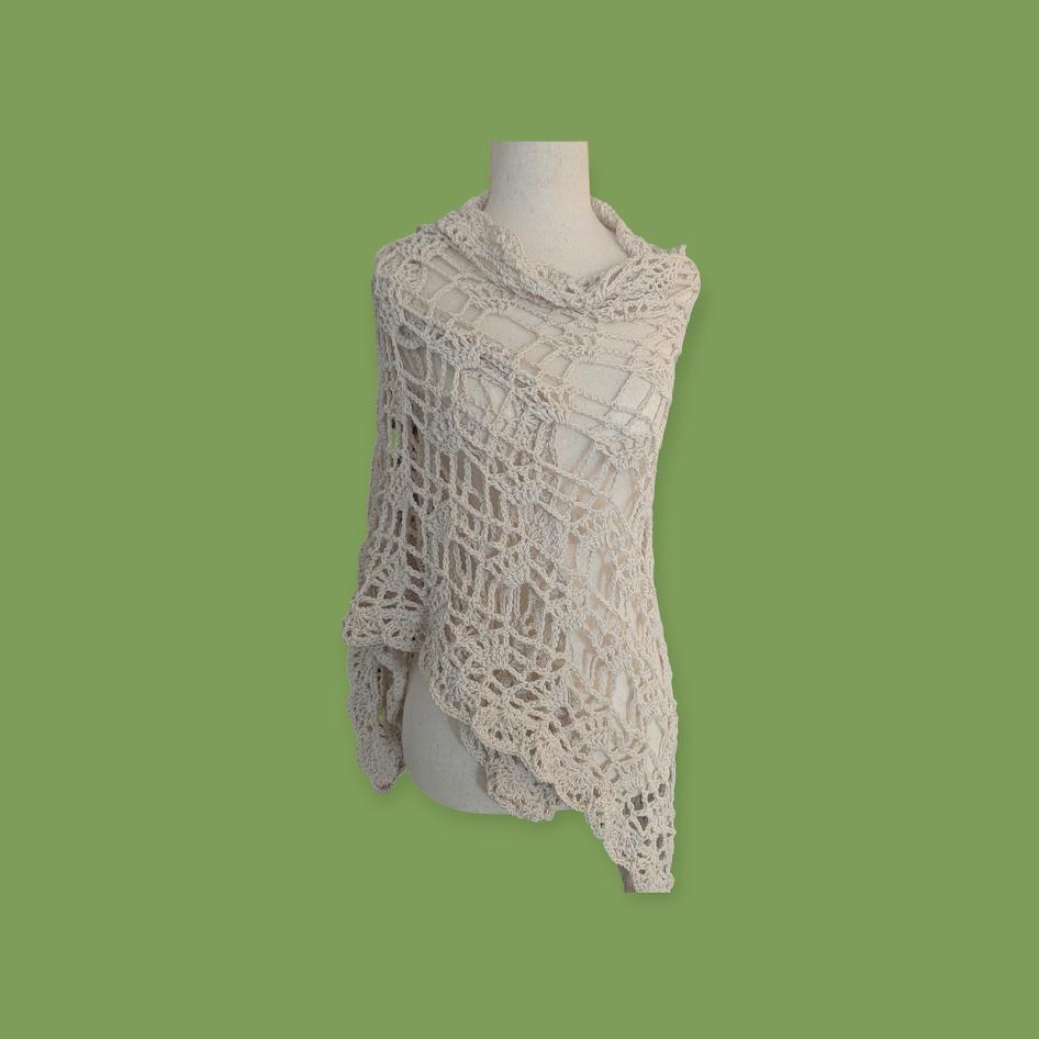 The Whispering Shells Crochet Triangle Shawl