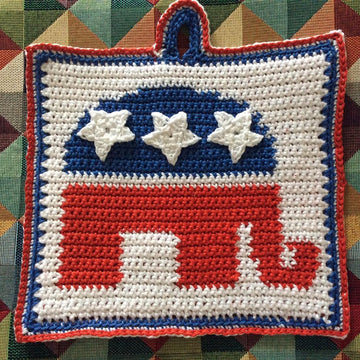 Republican elephant logo pot holder