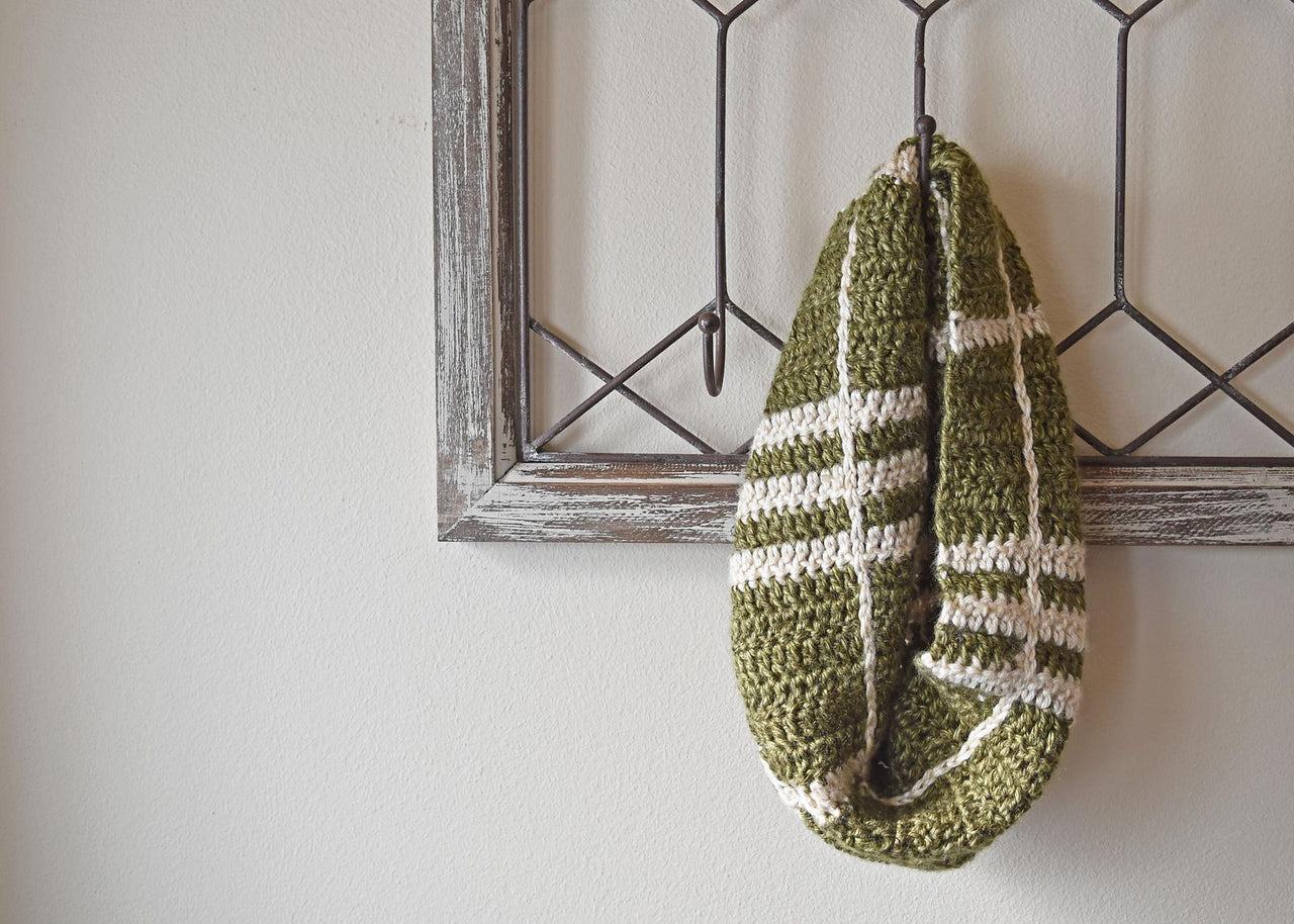 Simple 2 Color Plaid Scarf Cowl