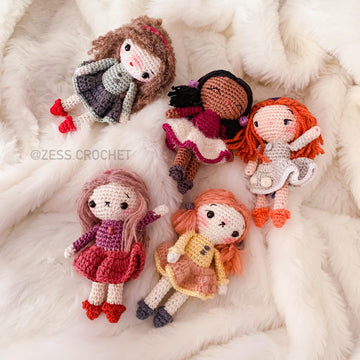 GINETTE dolls CROCHET PATTERN in English by Zess -  tutorial pdf amigurumi easy to follow
