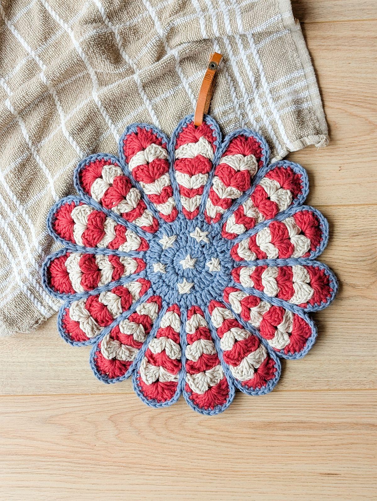Patriotic Flower Potholder