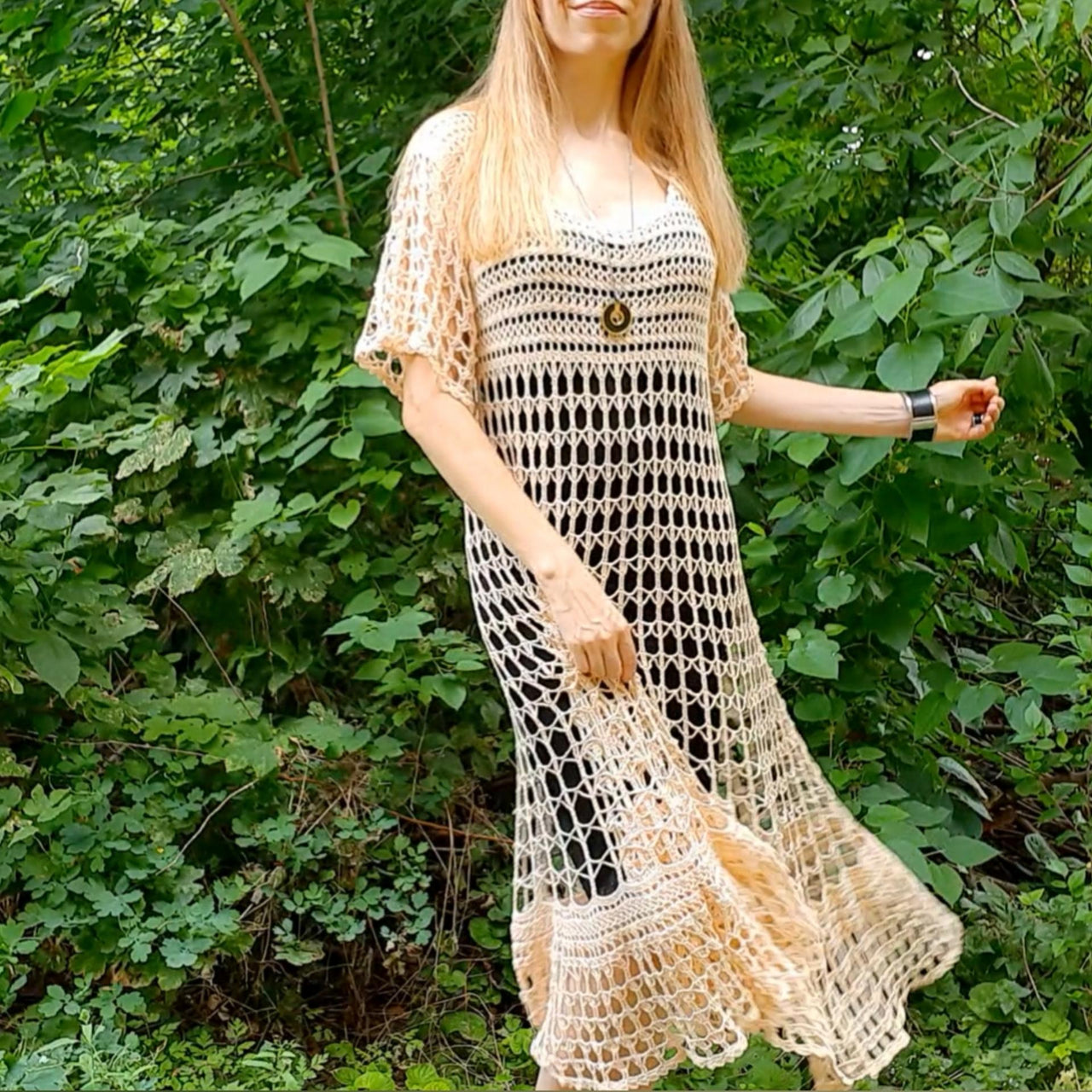 Crochet maxi summer boho dress