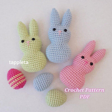 Marshmallow Bunny and Egg crochet pattern, Peep bunny pattern, Easter Egg pattern, Easter Bunny simple crochet, Easter pattern no sew