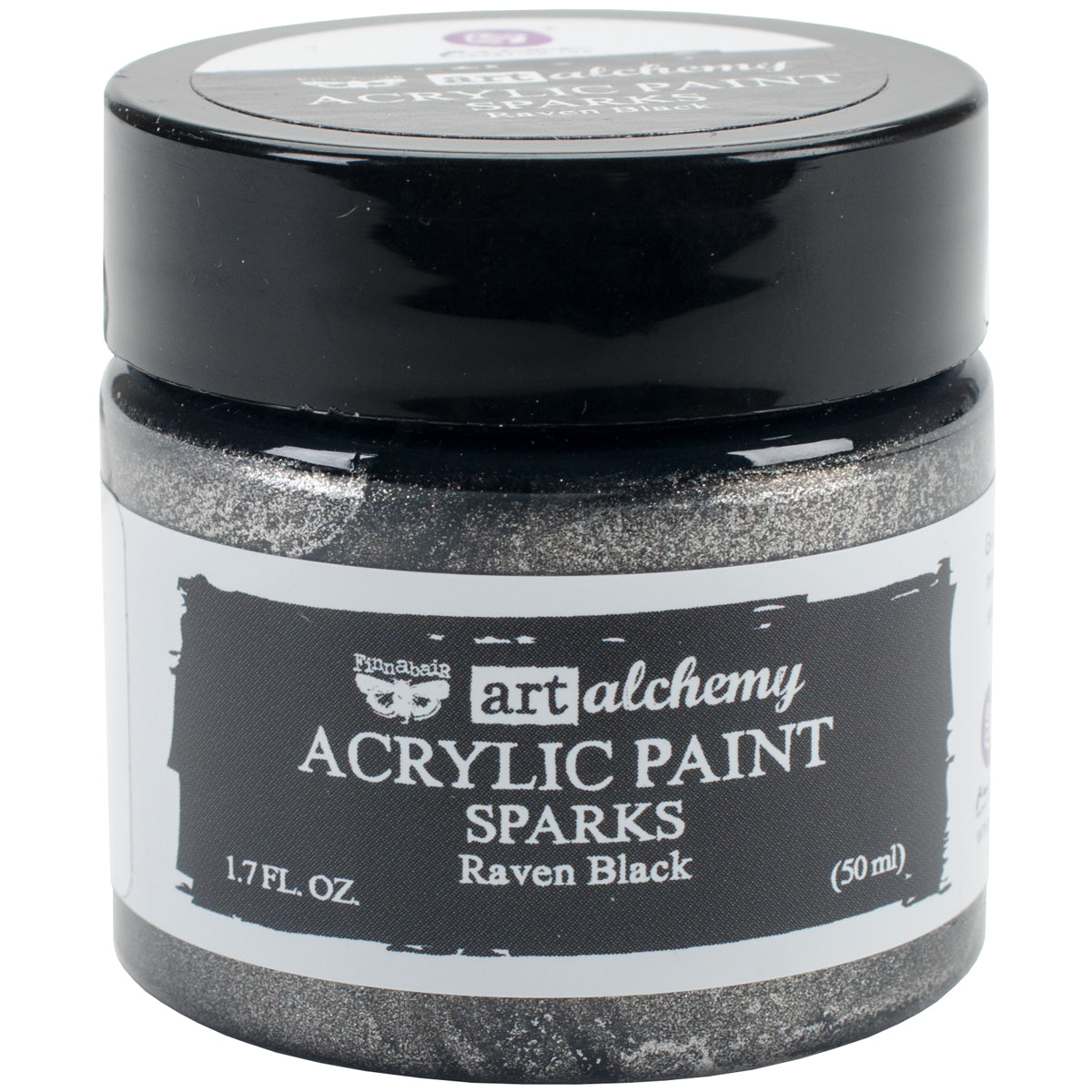Prima Marketing Finnabair Art Alchemy Sparks Acrylic Paint 1.7 Fluid Ounces - Raven Black