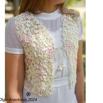 Sleeveless jacket Irish lace crochet