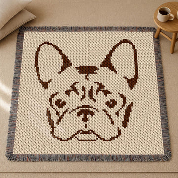 French Bulldog Blanket Home Decor Throw C2C CROCHET PATTERN Toy Pet Stroller