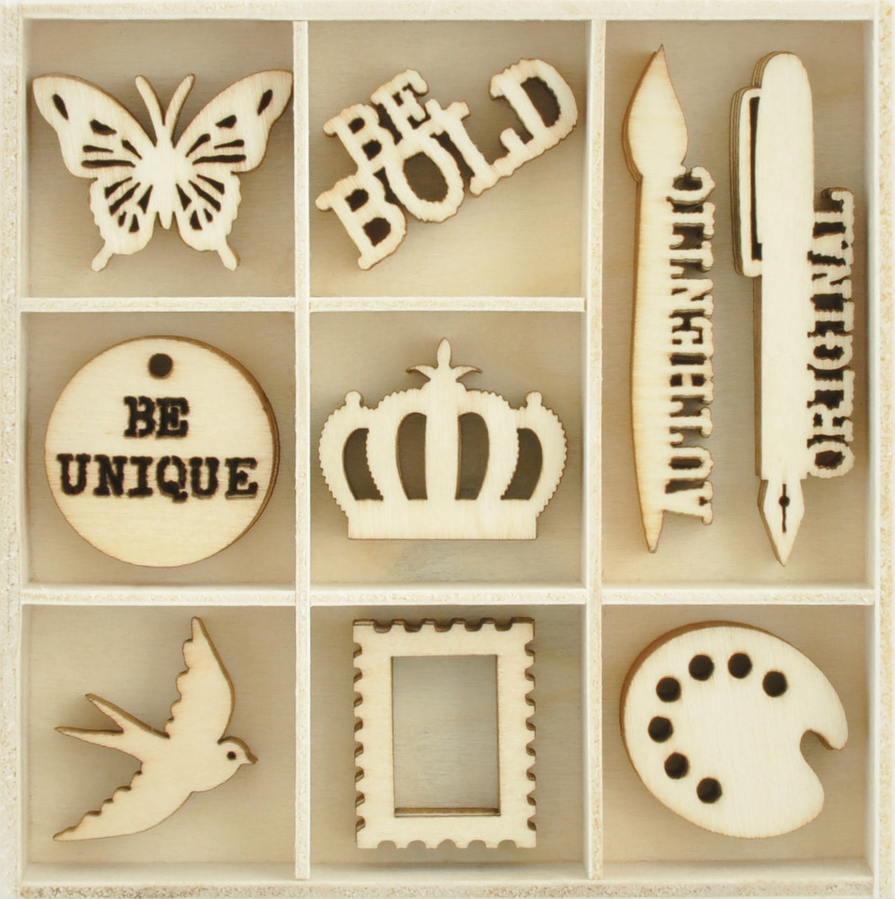 Kaisercraft Wood Mini Themed Embellishments - Artist, 45/Pkg