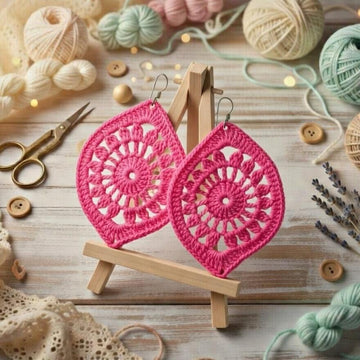 Crochet Leaf Earrings Pattern PDF + Video Tutorial for Beginners