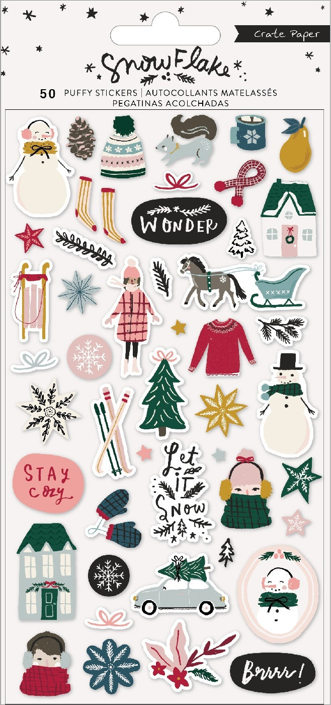 American Crafts Snowflake Puffy Stickers 50/Pkg - 605149
