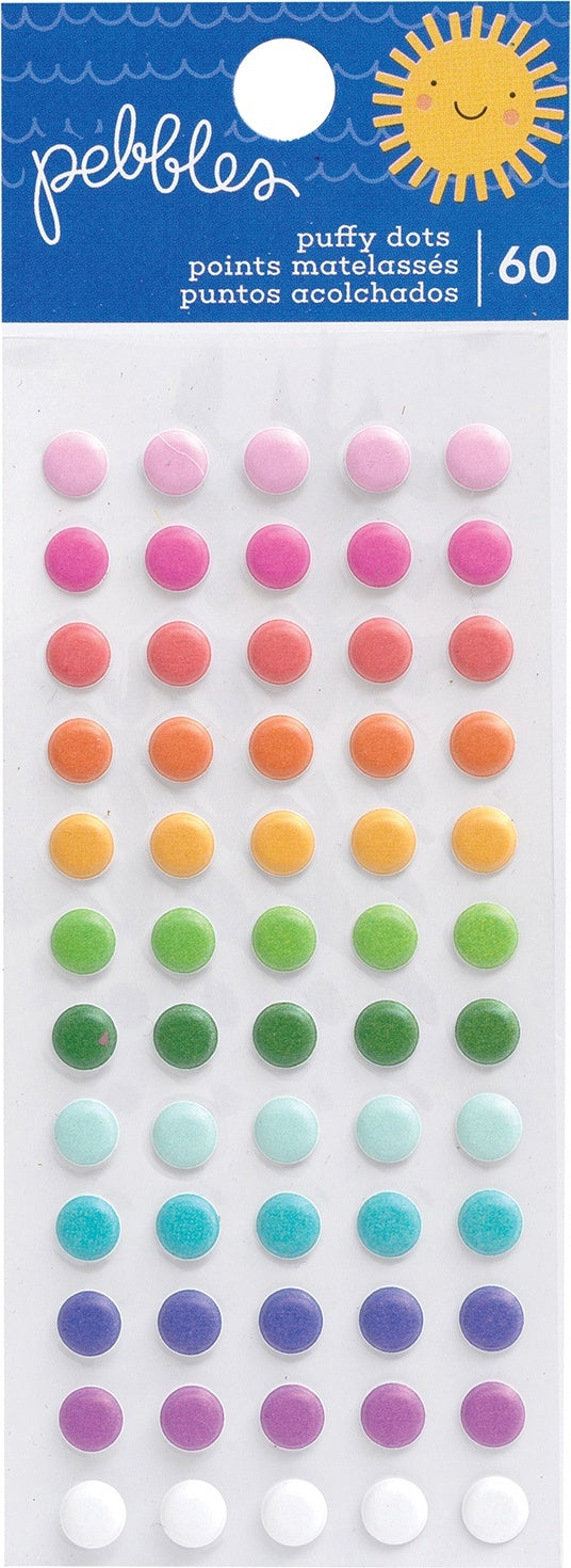 American Crafts Sun & Fun Puffy Dot Stickers 60/Pkg - 621074