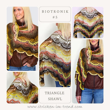Crochet Pattern Bundle BioTronik Collection | 6 Triangle Shawl Patterns | Modern Crochet Wraps PDF