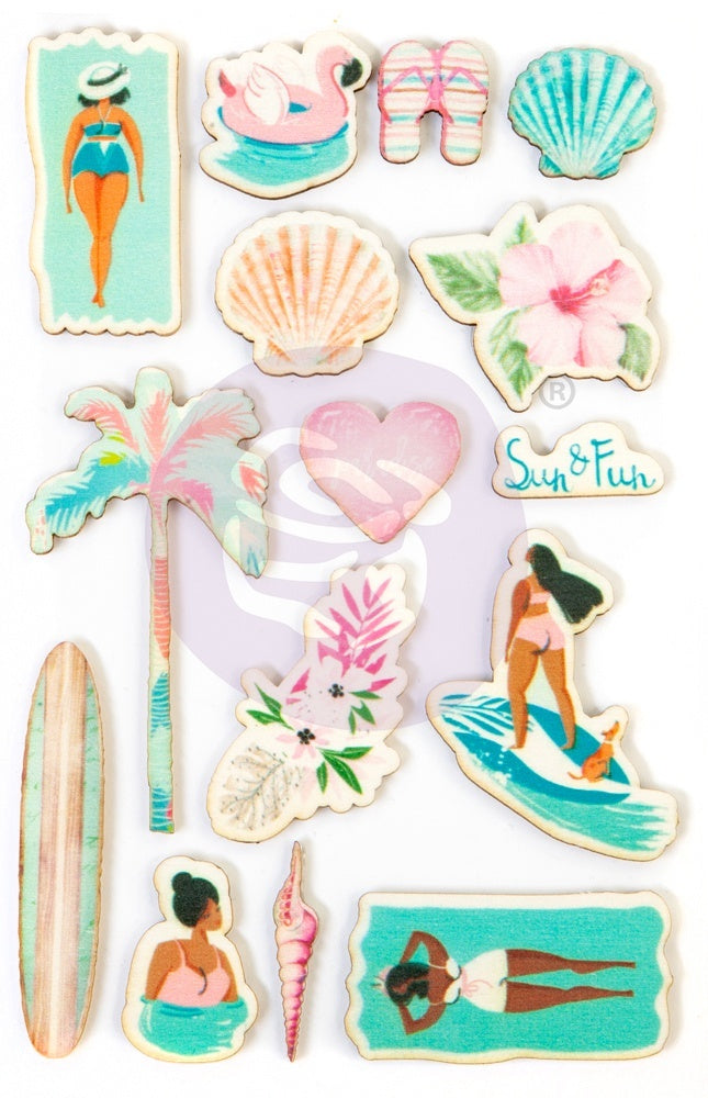 Prima Marketing Surfboard Wood Stickers 15/Pkg - 620962